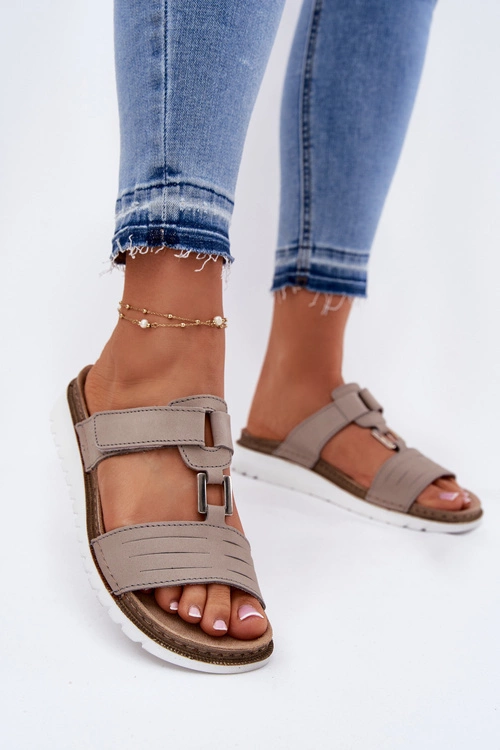 Klapki Damskie Na Koturnie Inblu CN0007GU Beżowe