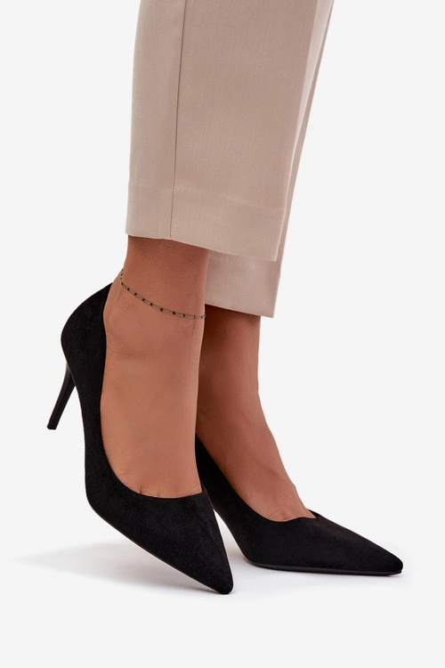 Szpilki Damskie Z Eko Zamszu Czarne Elvessa