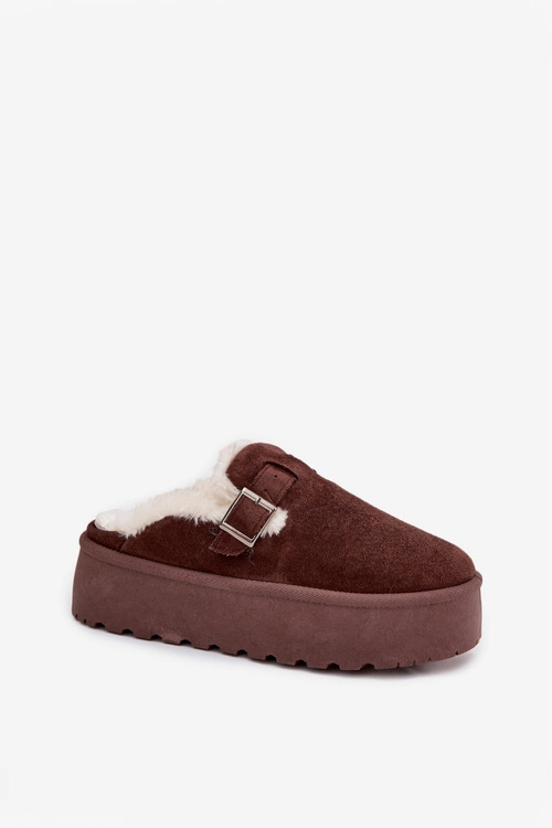 Śniegowce Damskie Z Futerkiem I Klamrą Na Platformie Czekoladowe Jessina