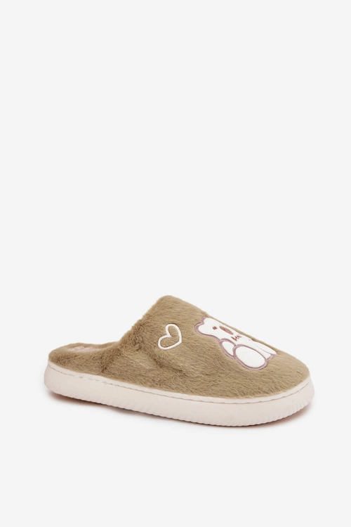 Futrzane Kapcie Z Misiem Zielone Noralie