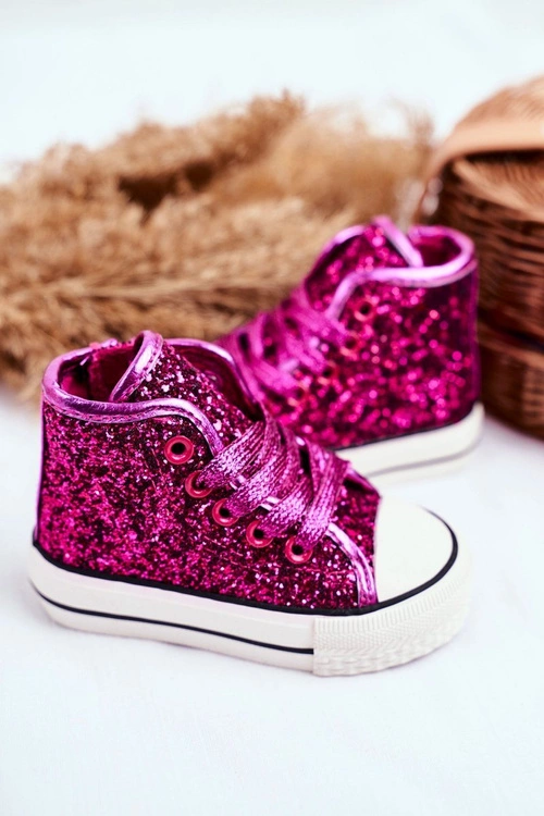 Dziecięce Brokatowe Trampki Fuksja Ally