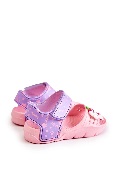 Dziecięce Lekkie Sandały Z Ozdobami Różowo-Fioletowe Trusty