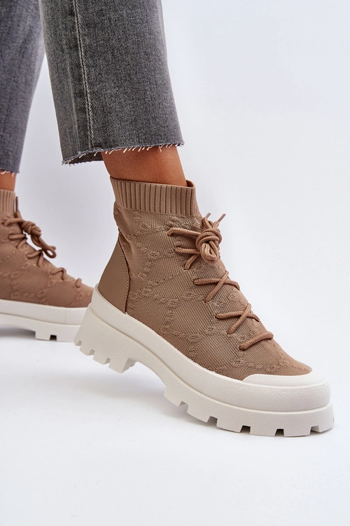 Damskie Skarpetkowe Wsuwane Botki Brązowe Solime