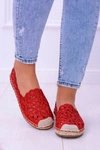Lu Boo Damskie Baleriny Czerwone Espadryle w Kwiaty Macarena