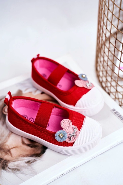 Trampki Dziecięce na Rzepy Czerwone Estienne