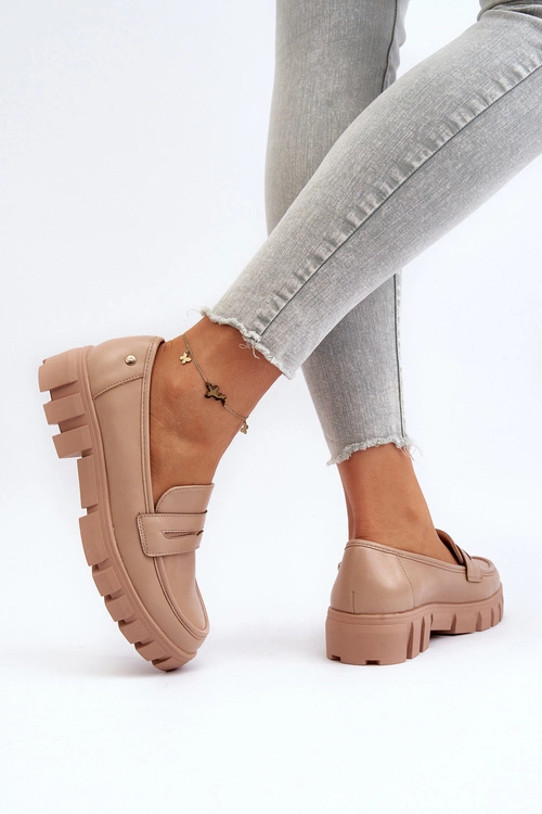 Damskie Mokasyny Eko Skóra Beżowe Seravisa