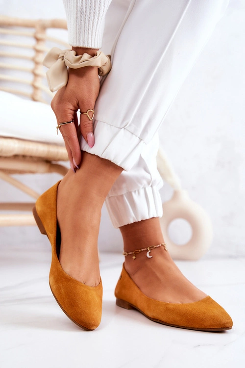 Damskie Zamszowe Baleriny Maciejka 04100-44 Ciemnożółte