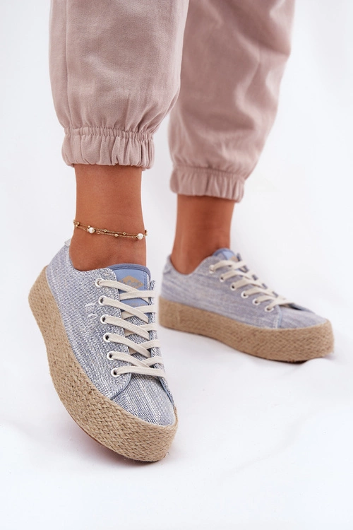 Trampki Damskie Na Platformie Z Plecionką Lee Cooper LCW-25-02-3283 Niebieskie