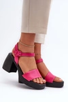 Zazoo 40386 Damskie Skórzane Sandały Na Klocku Fuksja