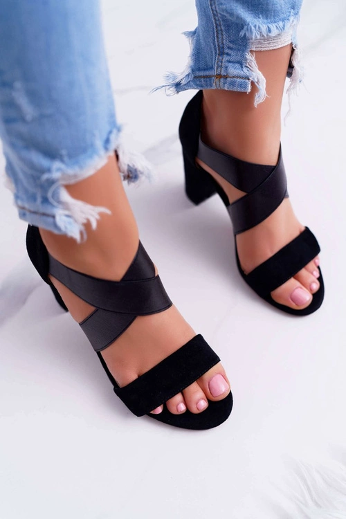 Sandały Damskie Zamszowe Wsuwane Czarne Varina