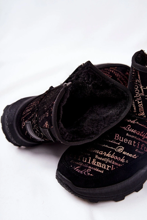 Ocieplane Śniegowce Z Printem Czarne Freesia