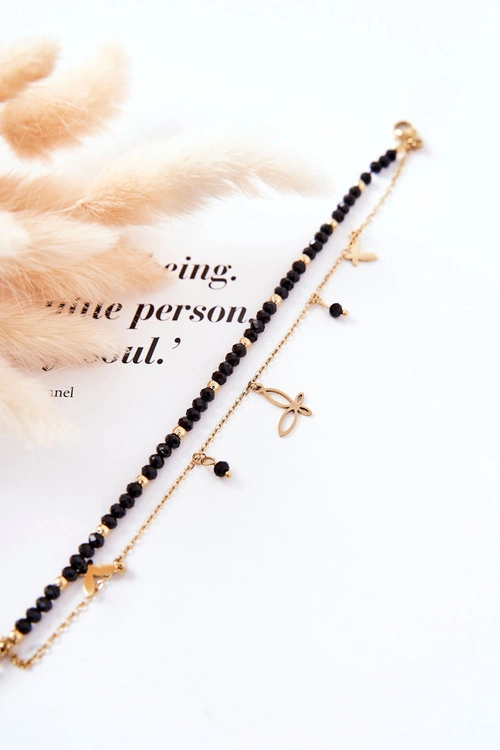 Bransoletka Z Zawieszkami Motyle Złoto-Czarna Affection