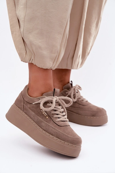 Zamszowe Sneakersy Na Platformie Taupe Teysa