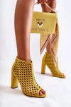 Zamszowe Ażurowe Botki Żółte Jenissa