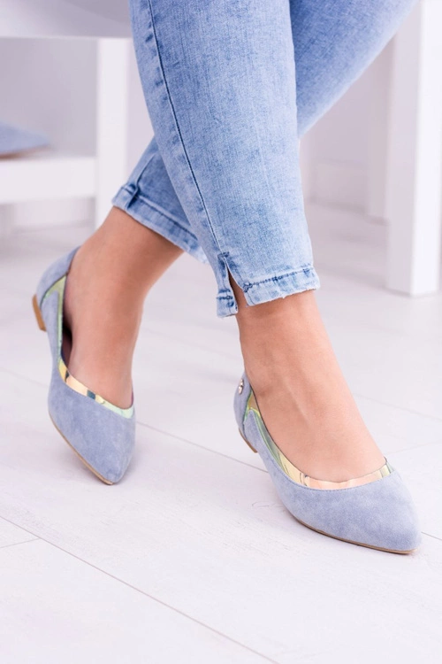 Lu Boo Niebieskie Transparentne Holograficzne Balerinki w Szpic Lison