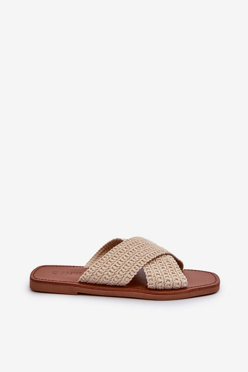 Klapki Damskie Płaskie Big Star NN274078 Beżowe