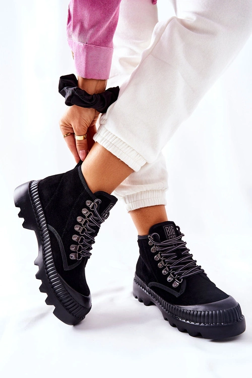 Skórzane Trapery Botki Big Star II274363 Czarne