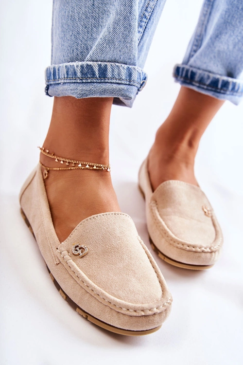 Damskie Zamszowe Mokasyny Beżowe Colena