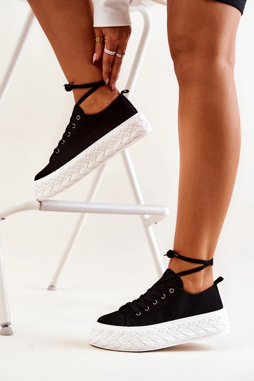 Tenisówki Na Masywnej Platformie Czarno-Białe Suzane