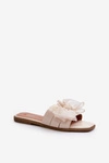 Płaskie Klapki Damskie Z Kokardą Beżowe Balinda