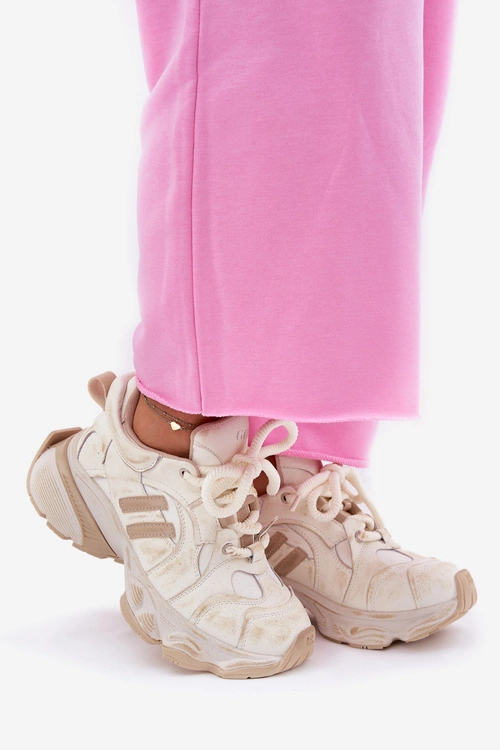 Skórzane Sneakersy Damskie GOE RR2N4037 Beżowe