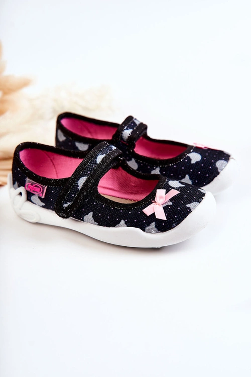 Dziecięce Papcie Baleriny Befado Z Kokardą 114X481 Granatowe