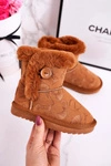 Dziecięce Botki Śniegowce Z Futerkiem I Guzikiem Brązowe Kawai