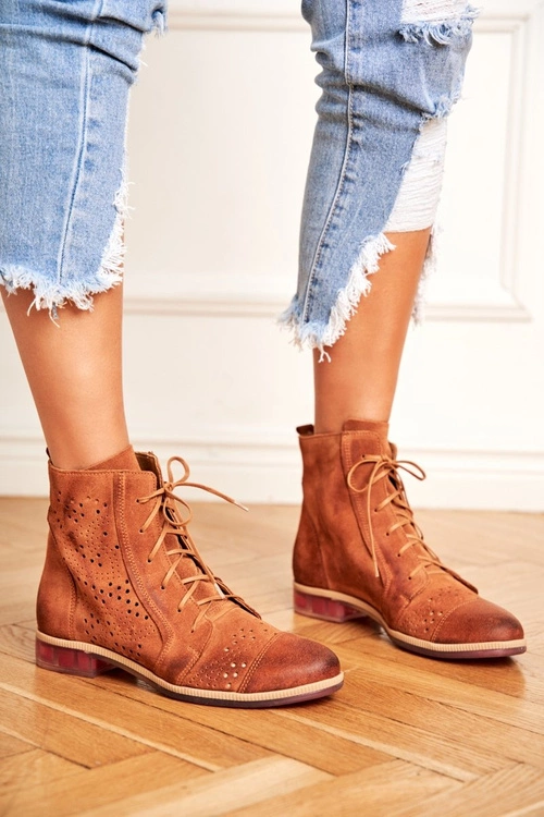 Botki Damskie Skórzane Trzewiki Maciejka Brązowe 04468-29