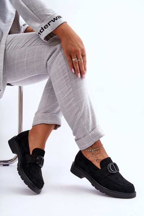 Zamszowe Mokasyny Na Platformie Czarne Jarren