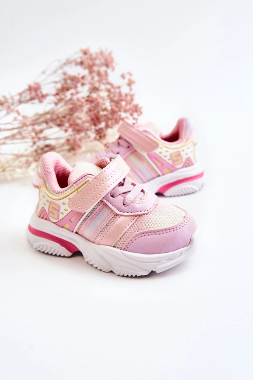 Dziecięce Lekkie Buty Sportowe Na Rzep Różowe Akella