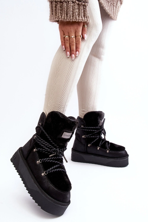 Wegańskie Śniegowce Na Platformie Wodoodporne D.Franklin DFSH371008 Czarne