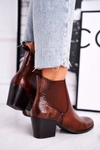 Botki Damskie Na Obcasie Sergio Leone Brązowe BT613