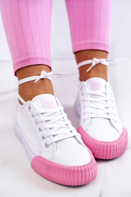 Materiałowe Tenisówki Trampki BIG STAR JJ274111 Białe