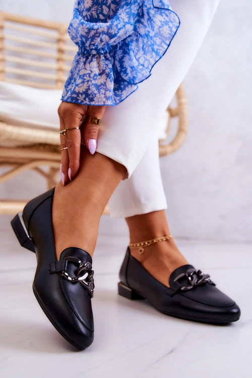 Skórzane Mokasyny Sergio Leone MK739 Czarne