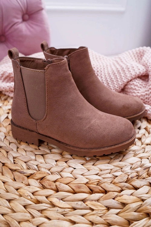 Młodzieżowe Botki z Płaski Obcas Khaki Mergolo