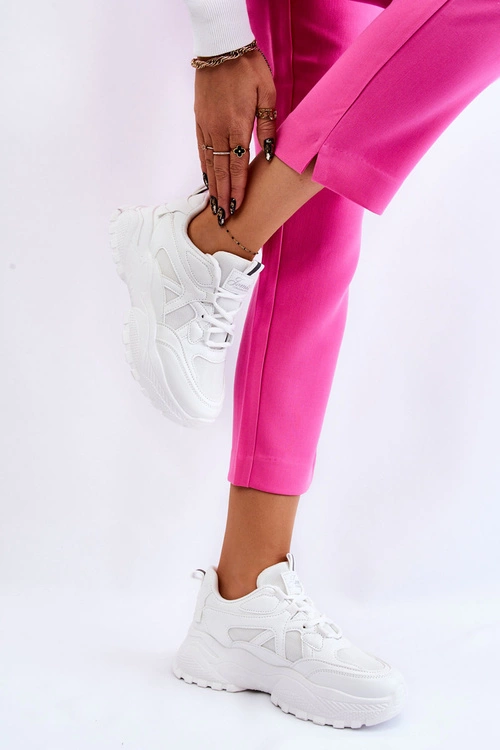 Klasyczne Sneakersy Na Platformie Białe Larec