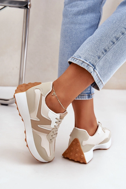 Buty Sportowe Sneakersy Damskie Beżowe Britma