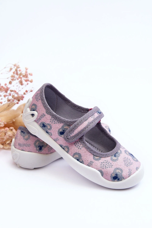 Dziecięce Papcie Baleriny Misie Befado 114X513 Różowo-Szare