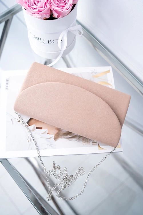 Damska Brokatowa Torebka Różowa Kopertówka