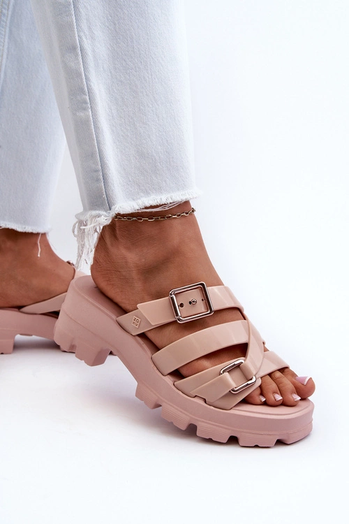 Pachnące Klapki Damskie Na Niskim Obcasie ZAXY NN285044 Jasnoróżowe