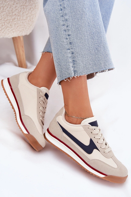 Buty Sportowe Sneakersy Damskie Beżowe Zerina
