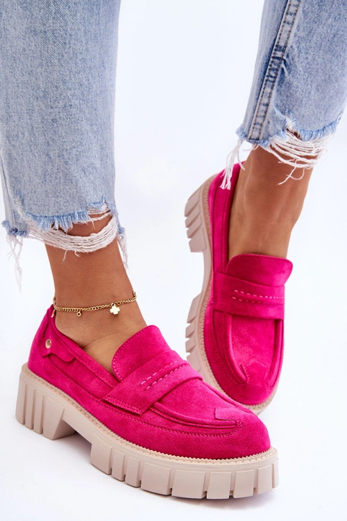 Damskie Zamszowe Wsuwane Półbuty Fuksja Fiorell