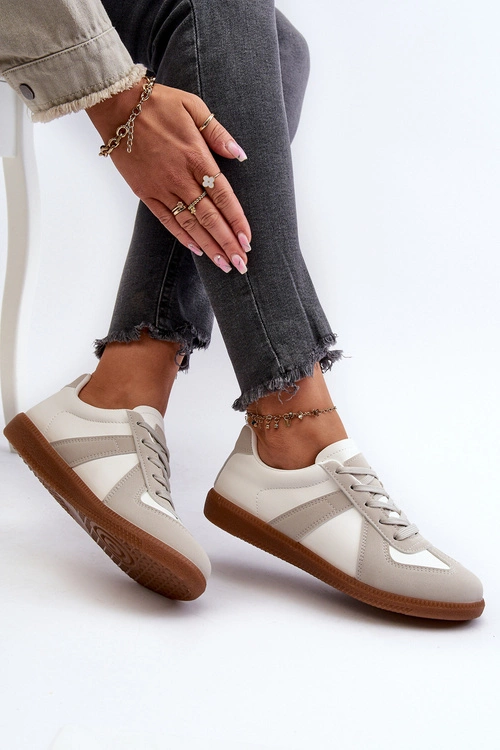 Damskie Niskie Sneakersy Biało-Szare Braidn