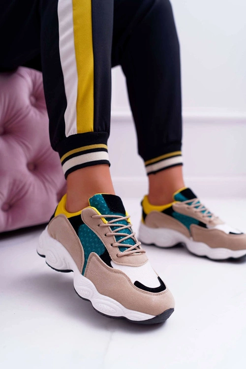Sportowe Damskie Buty Zamszowe Zielono Żółte Lollipop