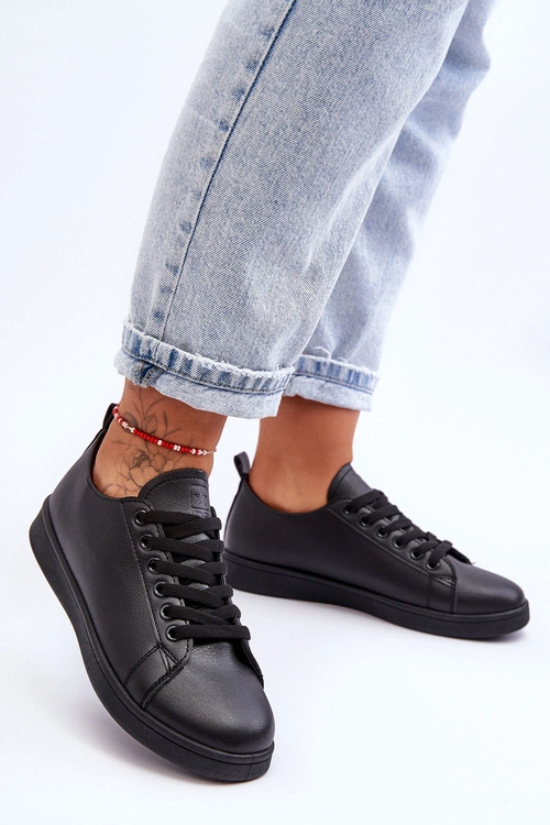 Damskie Skórzane Klasyczne Trampki Czarne Unlimited