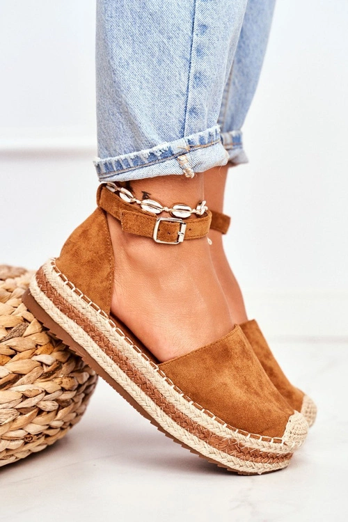 Espadryle Damskie Na Platformie Słomkowe Camel Toca Toca