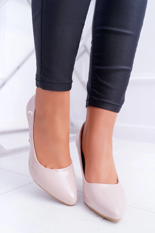 Szpilki damskie Sergio Leone Lakierowane Beżowe Greca