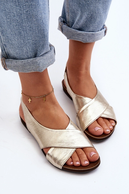 Zazoo 40407 Sandały Skórzane Damskie Złote