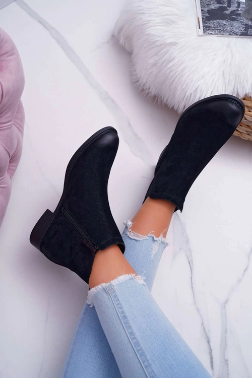 Botki Damskie Sergio Leone Sztyblety Eko Nubuk Czarne Vuko