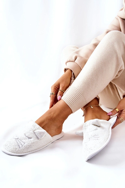 Papcie Błyszczące Kotki Z Uszami Białe Kaisy